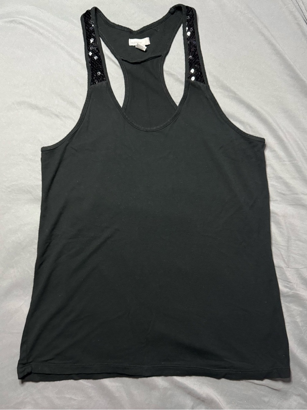 Old Navy Black Racerback Tank Top with Sequin Strap Medium